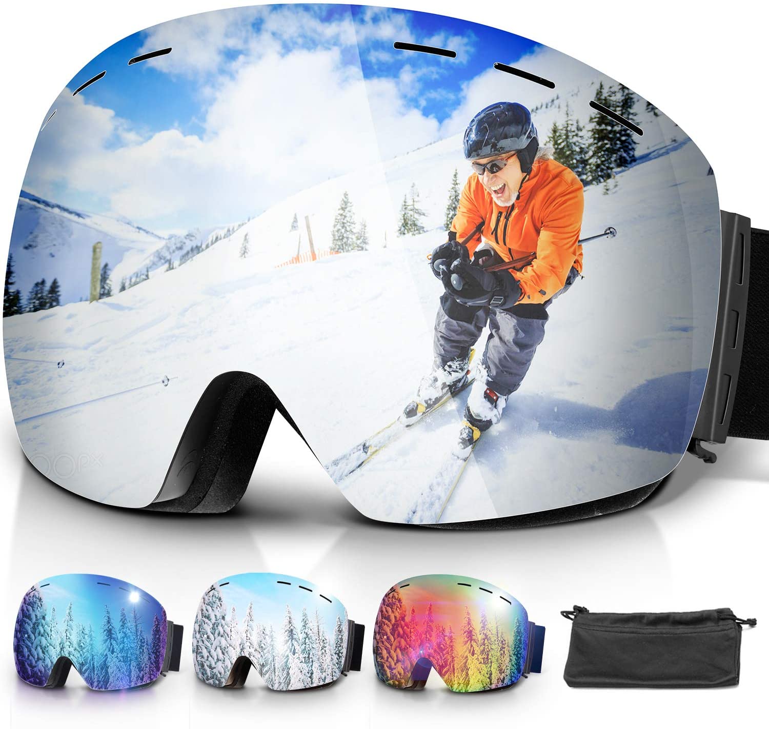 gafas de esquí de doble lente anti niebla gafas de esquí, gafas de nieve,  snowboard gafas gris marco adulto CRG105 serie
